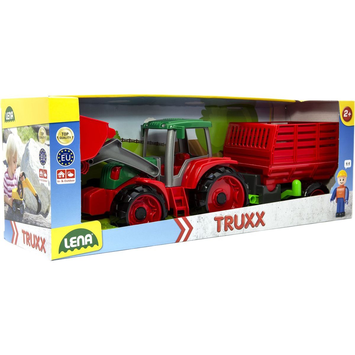 Lena Truxx Traktor s přívěsem na seno s ozdobným kartónem