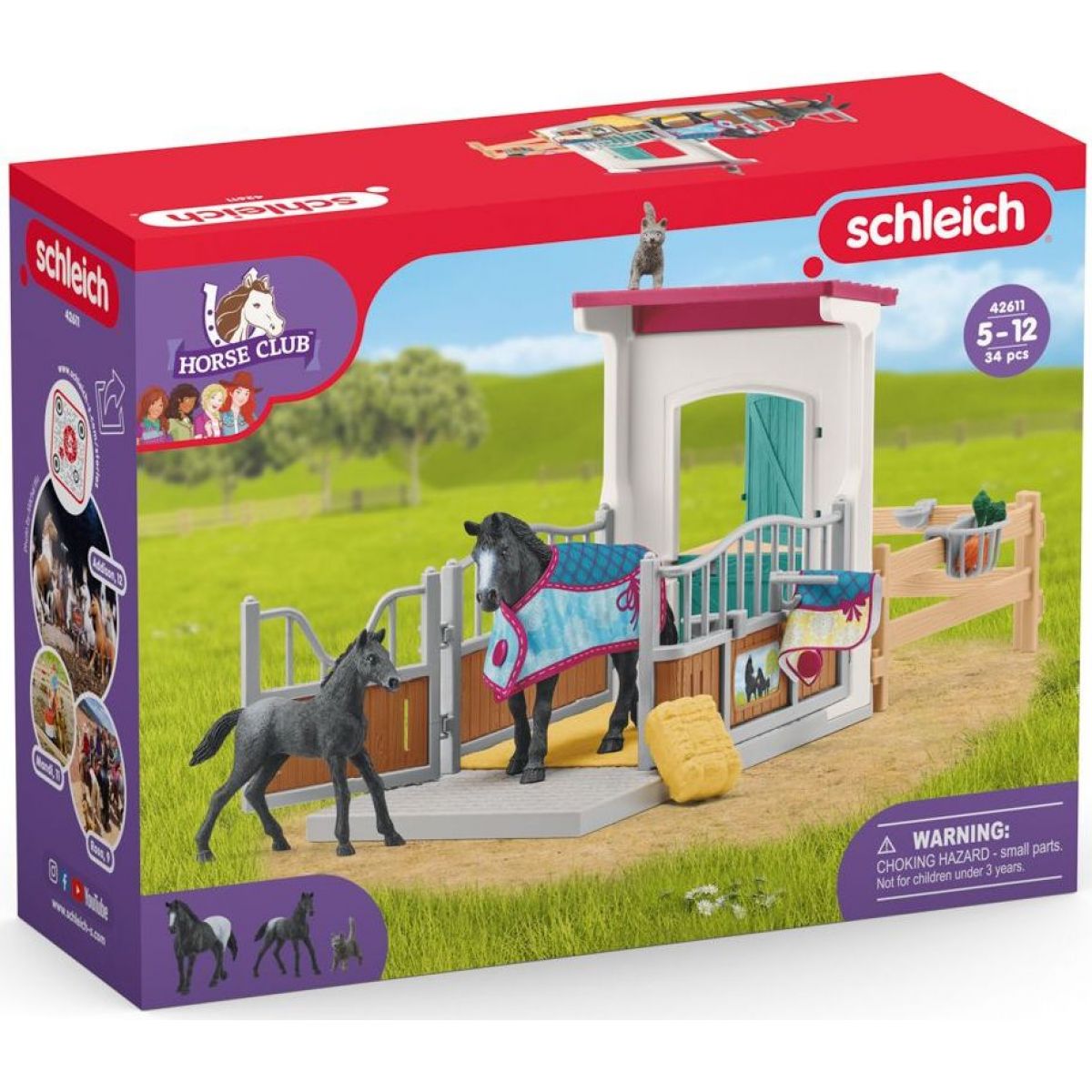 Schleich 42611 Box pro koně s křeslem a hříbětem