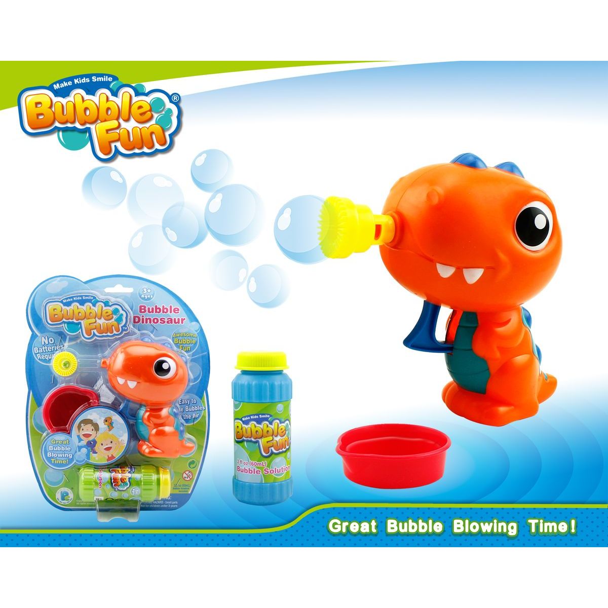 Bubble Fun Bublifuk Dinosaurus s náplní 60 ml oranžový