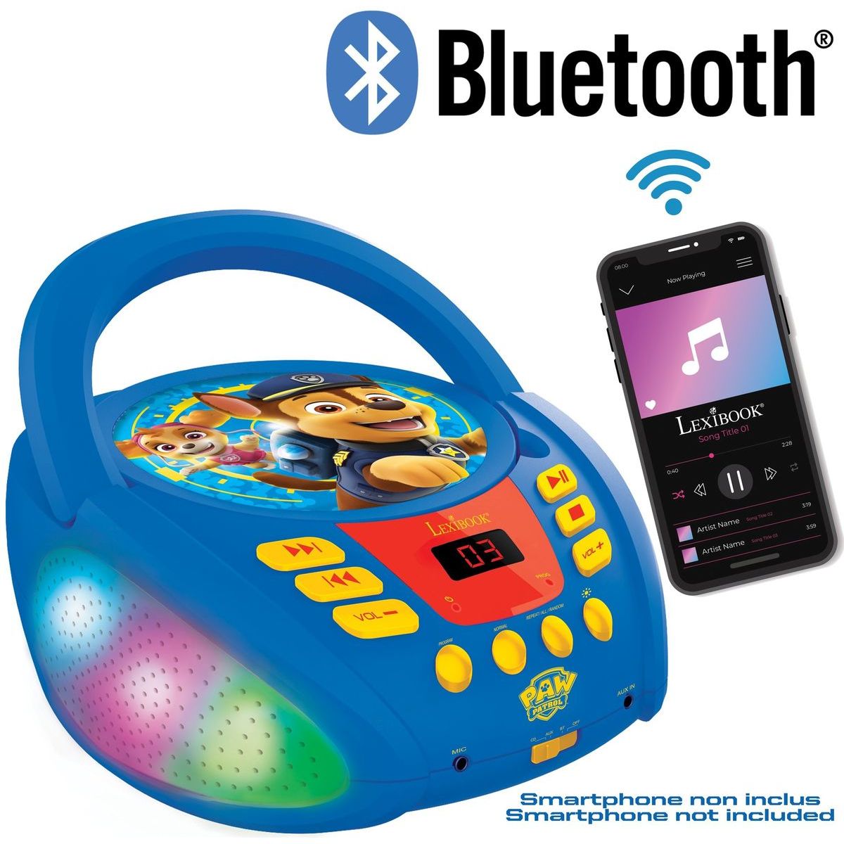 Lexibook CD přehrávač Tlapková patrola s bluetooth a světelnými efekty