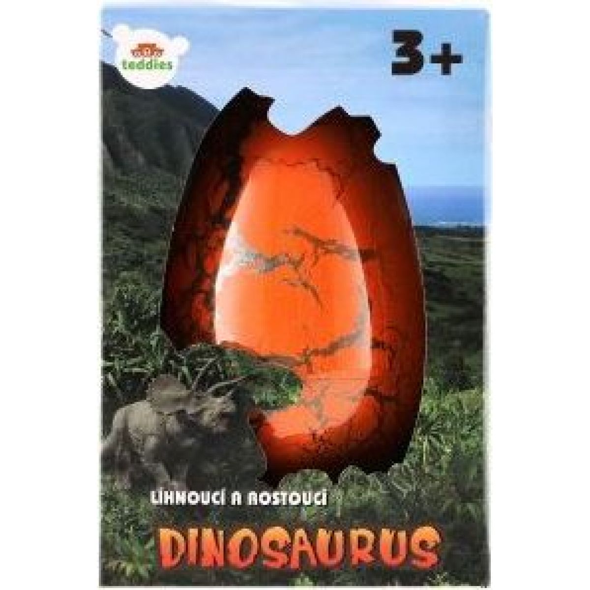 Vejce líhnoucí a rostoucí dinosaurus plast oranžové