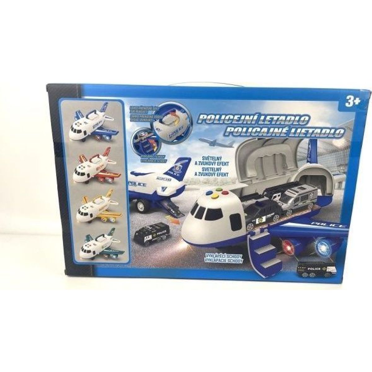 Alltoys Policejní letadlo s nákladním prostorem a se 3 autíčky 1 : 64