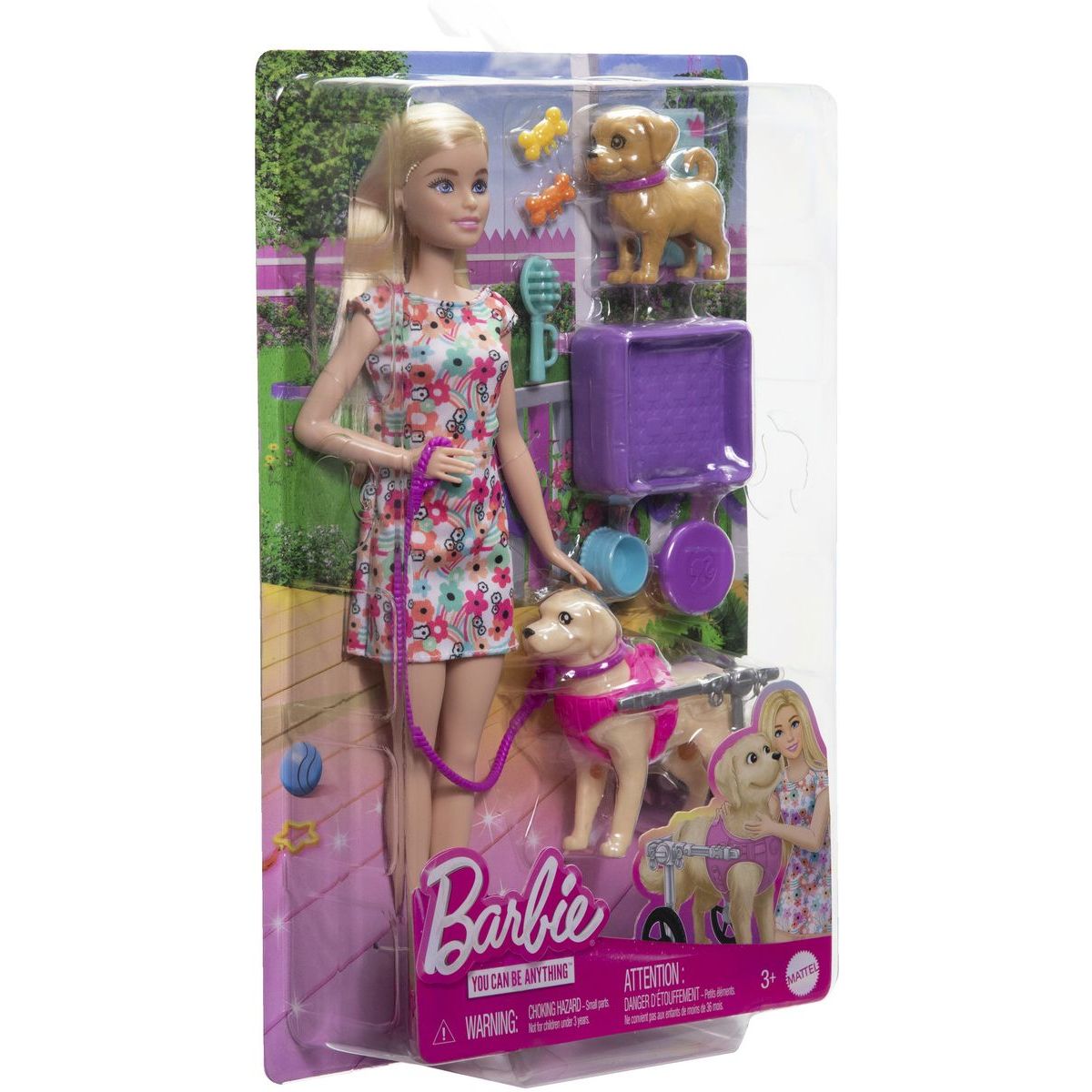 Barbie panenka a pejsek s invalidním vozíčkem