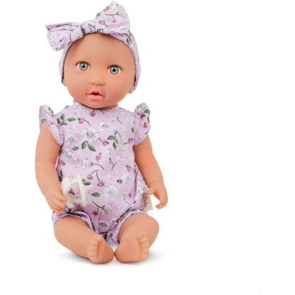LullaBaby Panenka 35 cm v overalu s čelenkou Floral Lila