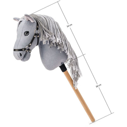 Hobby horse Apollo, šedý kůň na tyči, provázková hříva