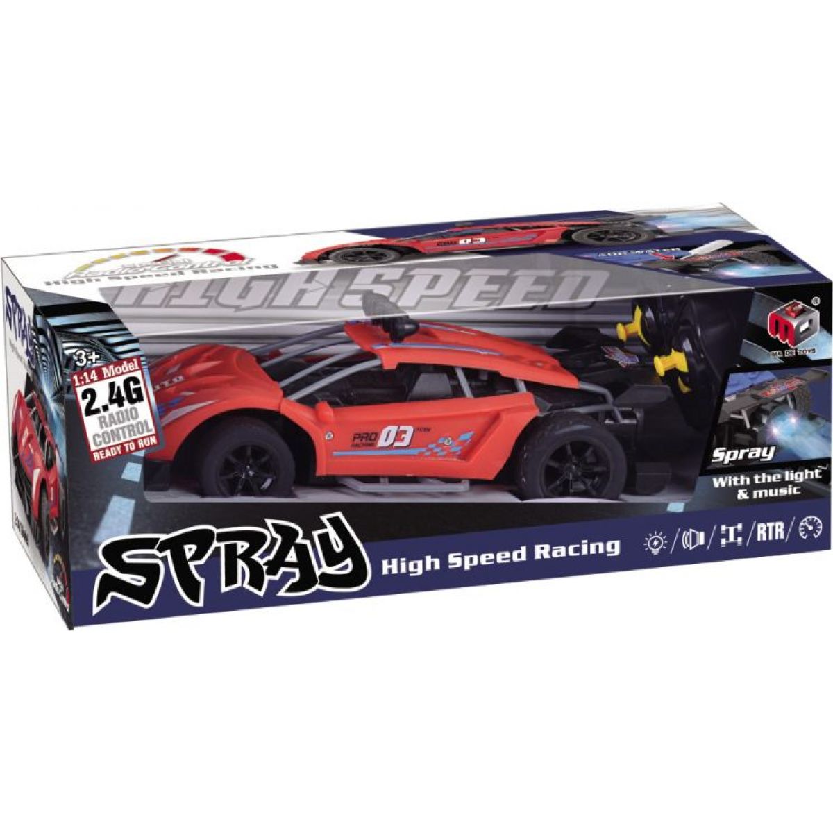 Alltoys RC auto 1 : 14 s mlhovým efektem červené