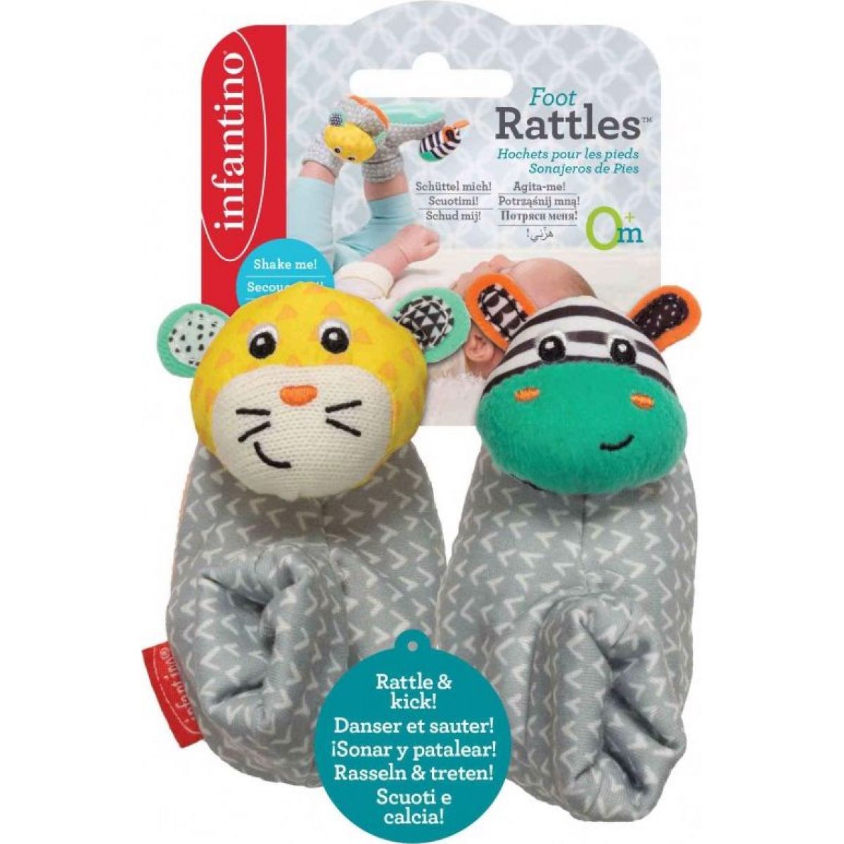 Infantino Chrastítka na nožičky Zebra & Tygr