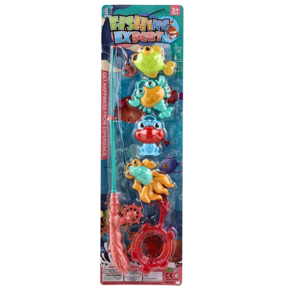 Teddies Hra ryby rybář s prutem 45cm plast 4 barvy na kartě 17x58cm