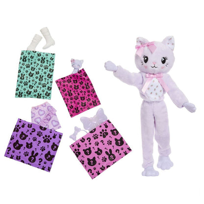 Barbie Cutie Reveal Barbie a starostliví medvídci Sladké mašle - fialové kotě