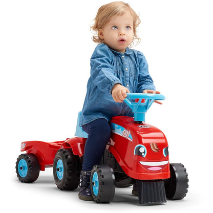 Falk Odstrkovadlo traktor Go Farm červené s volantem a valníkem