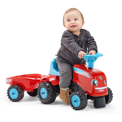 Falk Odstrkovadlo traktor Go Farm červené s volantem a valníkem