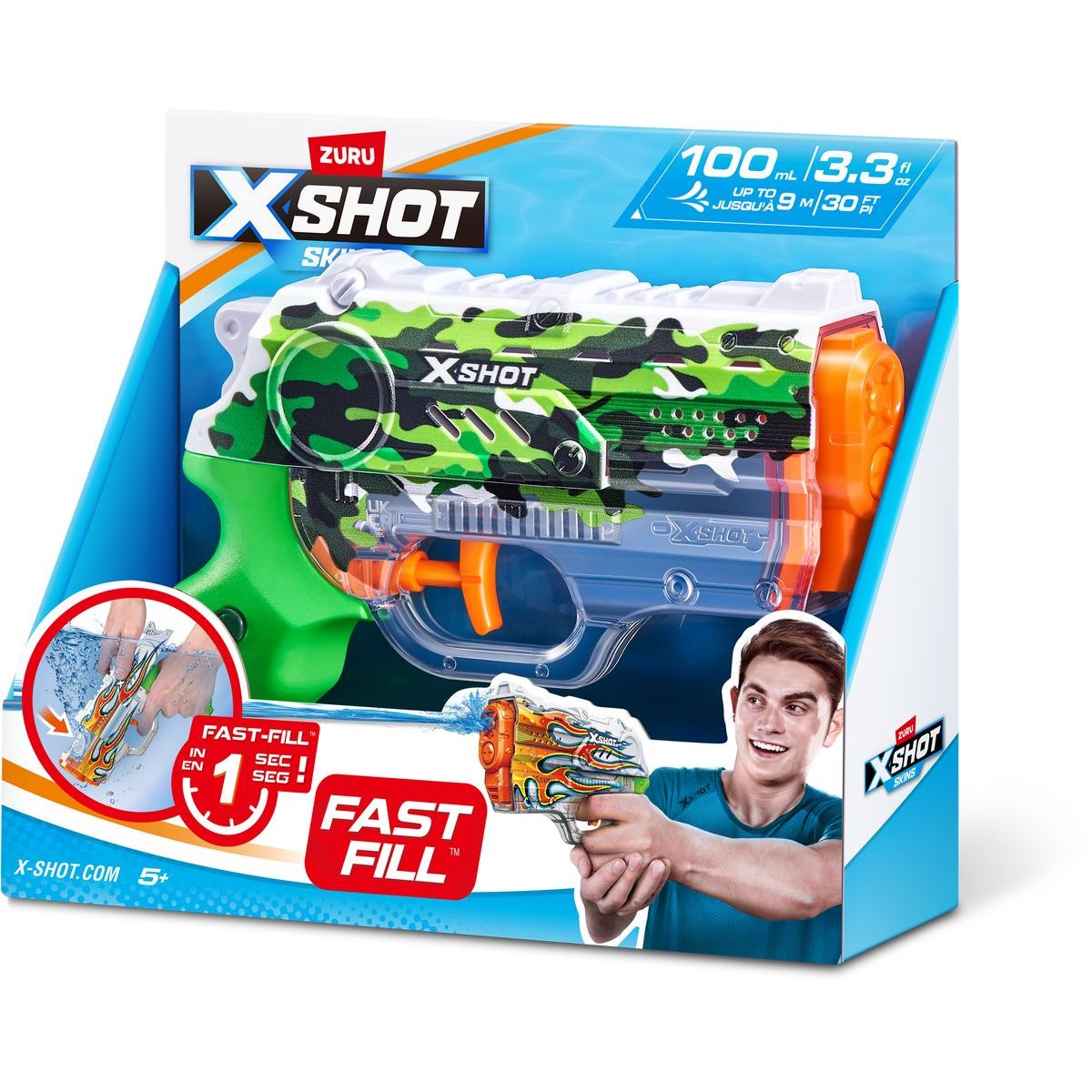 X-SHOT Vodní pistole Nano Fast fill Skins - maskáč