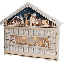 LED adventní kalendář - horská chata, 10 x LED, 50 x 40 cm, 2 x AA