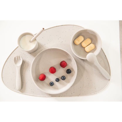KikkaBoo Jídelní sada 5-dílná Platinum Silicone Sand