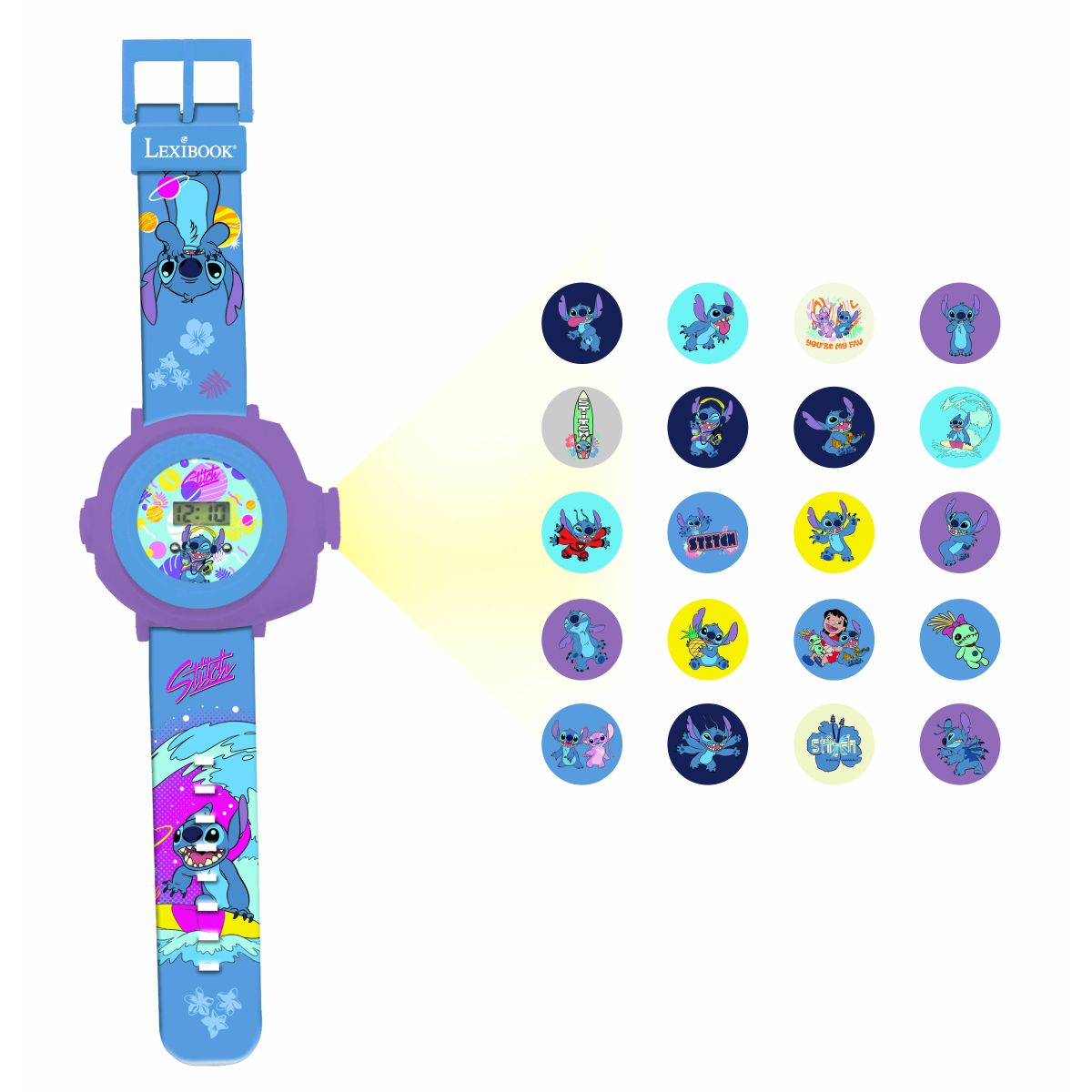 Lexibook Digitální promítací hodinky Stitch s 20 obrázky