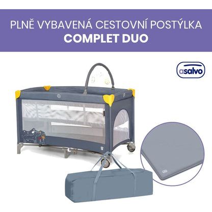 Asalvo COMPLET DUO cestovní postýlka s druhým dnem a hrazdičkou, puppy