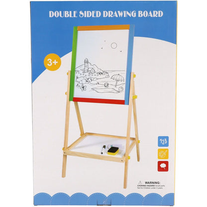 Teddies Tabule oboustranná magnetická dřevo černá-bílá 35x43cm s doplňky v krabici 44x63cm