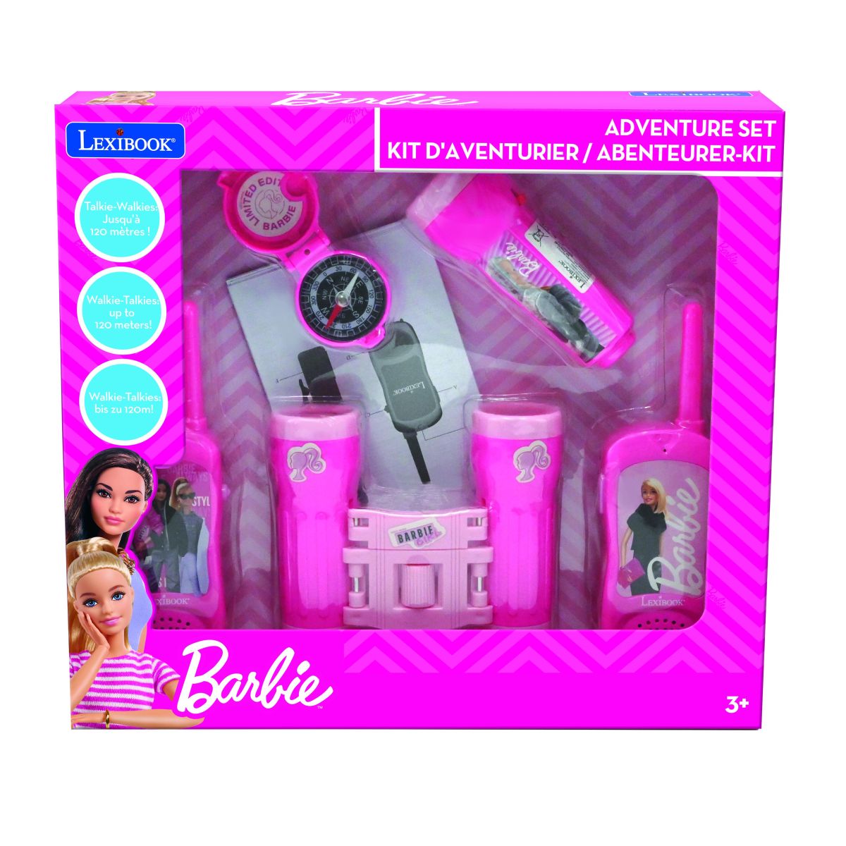 Lexibook Barbie set vysílačky, dalekohled, baterka, kompas