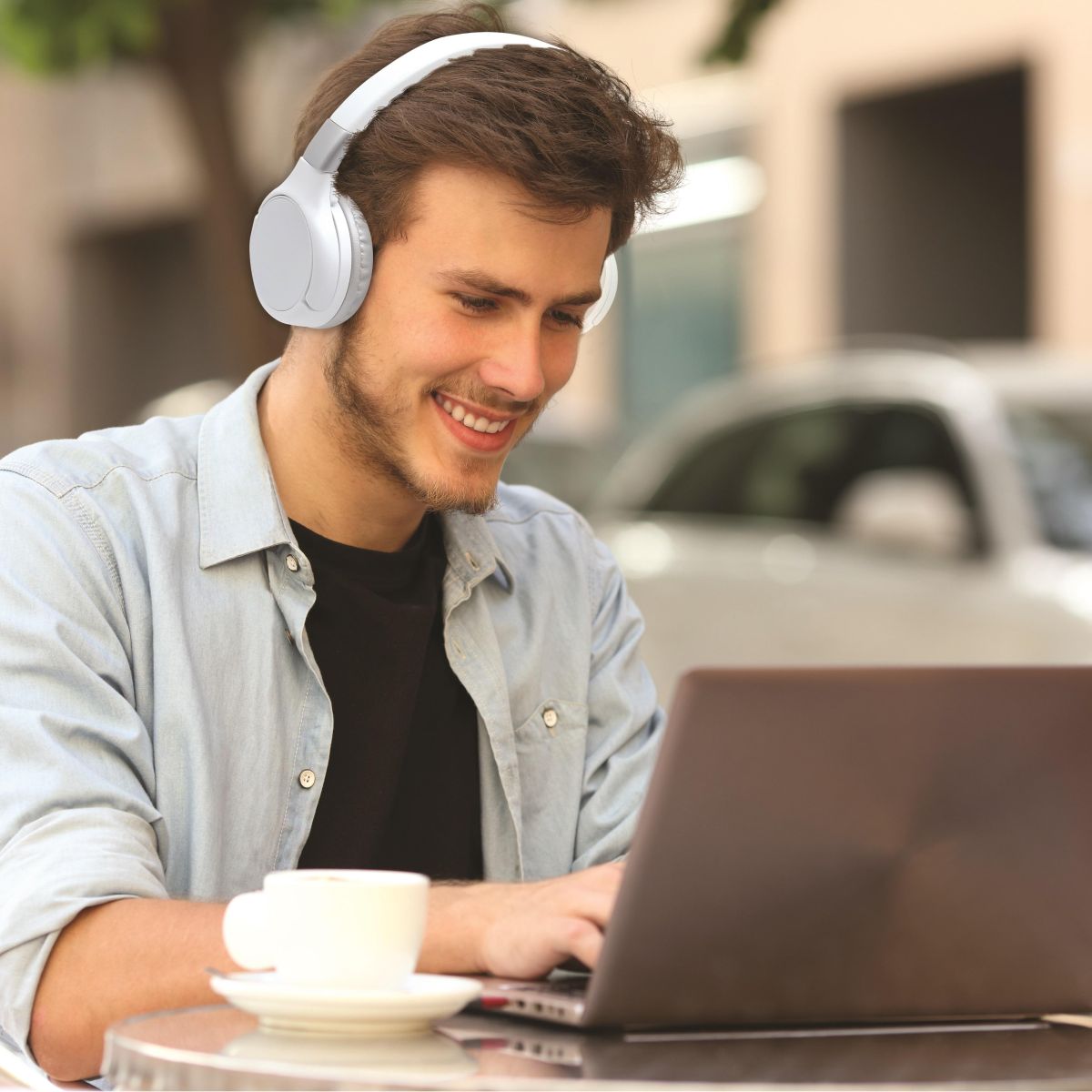 Lexibook 2v1 bluetooth skládací sluchátka bílá