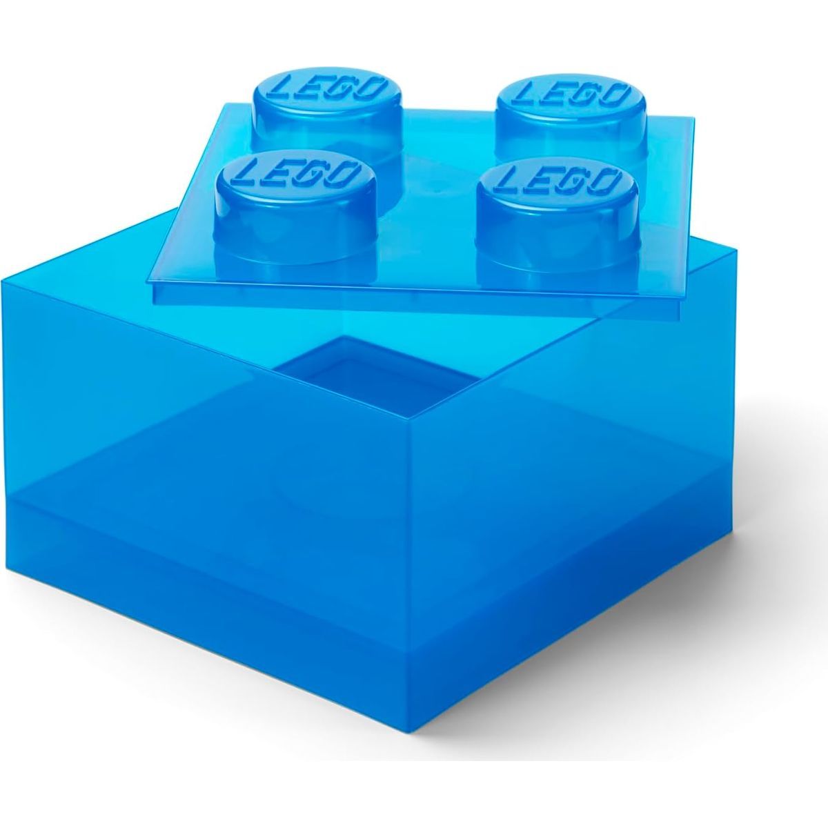 LEGO úložný box 4 s víkem - průhledná modrá