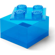 LEGO úložný box 4 s víkem - průhledná modrá
