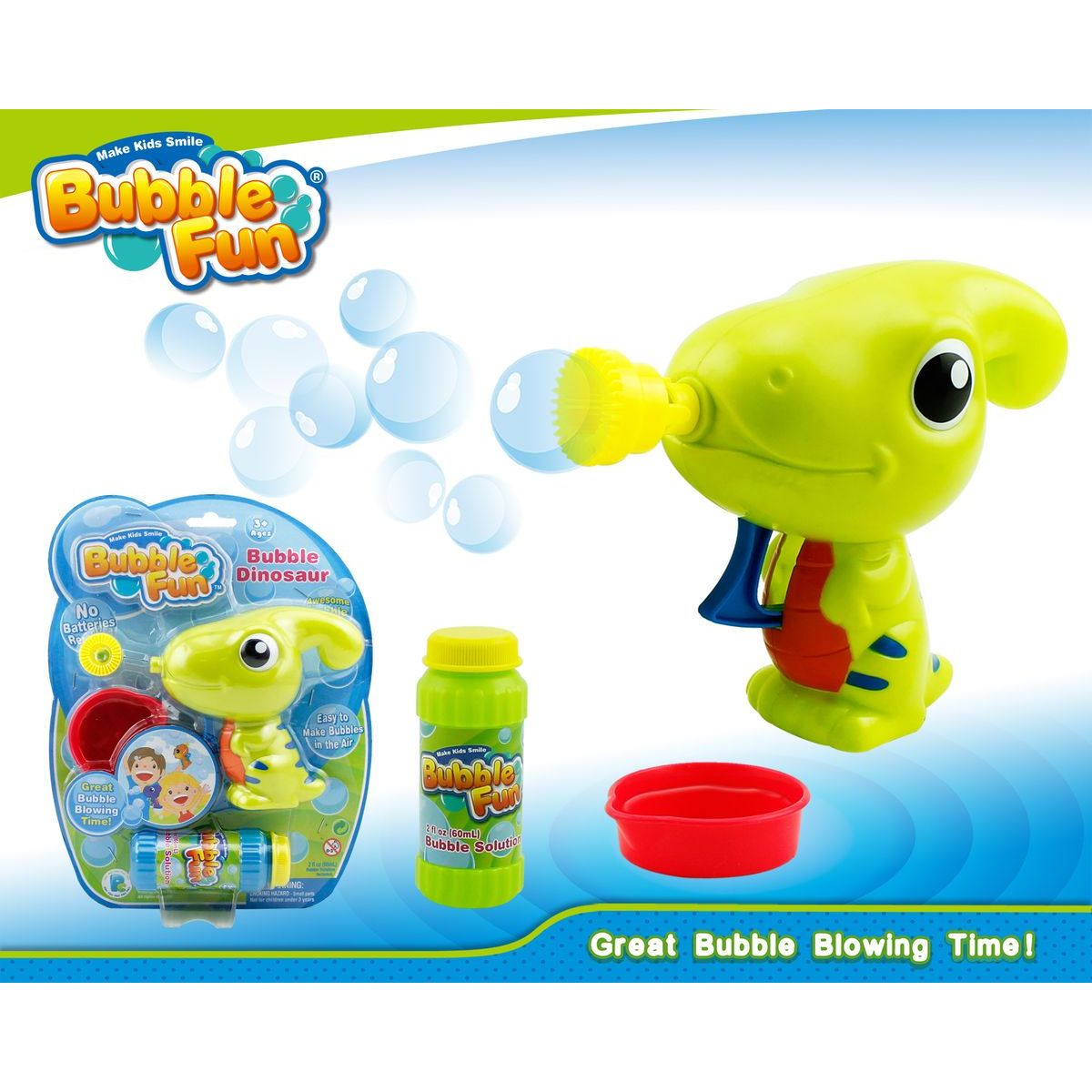 Bubble Fun Bublifuk Dinosaurus s náplní 60 ml zelený