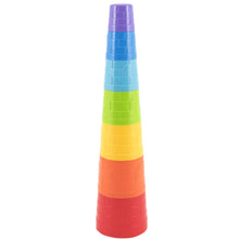 Kubus pyramida skládanka plast kulatá barevná 7ks v sáčku