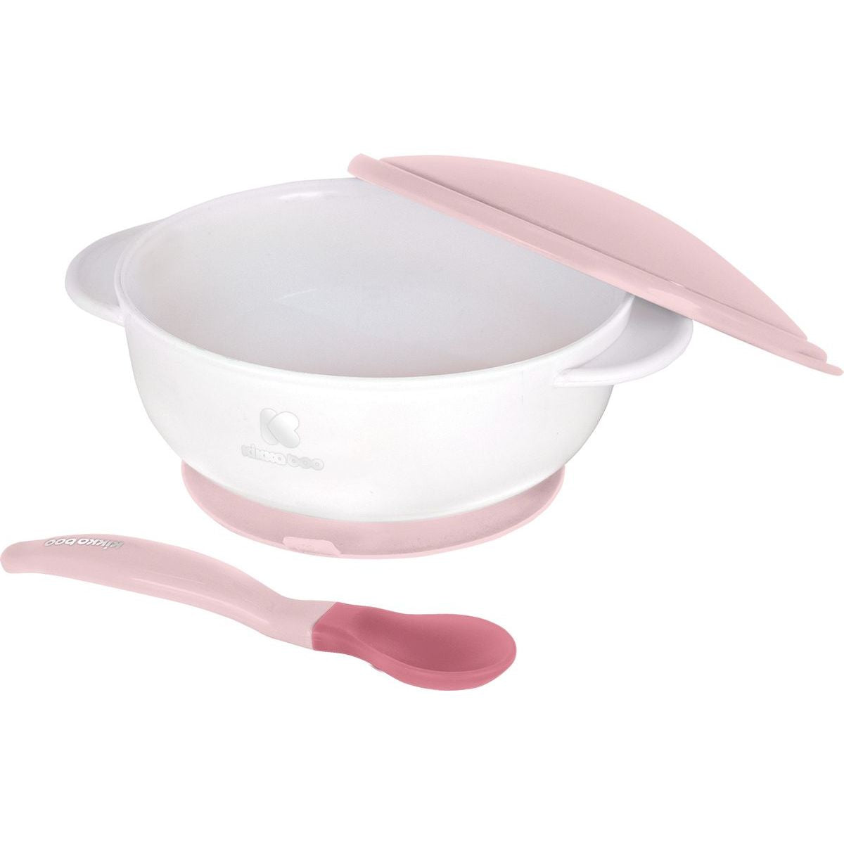 KikkaBoo Miska s přísavkou, víčkem a lžičkou s tepelným senzorem Pink
