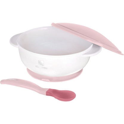 KikkaBoo Miska s přísavkou, víčkem a lžičkou s tepelným senzorem Pink