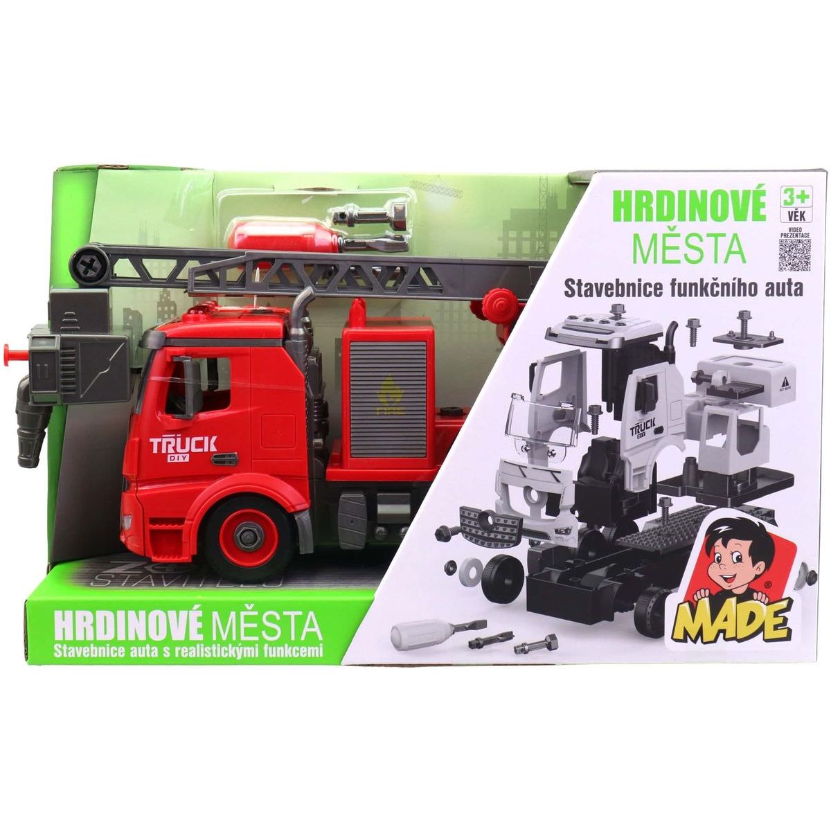 MaDe Auto hasiči k sestavení se světelnými a zvukovými efekty 30 cm
