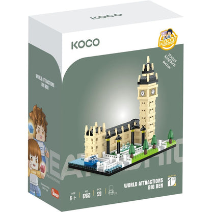 Stavebnice mini KOCO Big Ben plast 523ks v krabičce 12,5x17x7cm