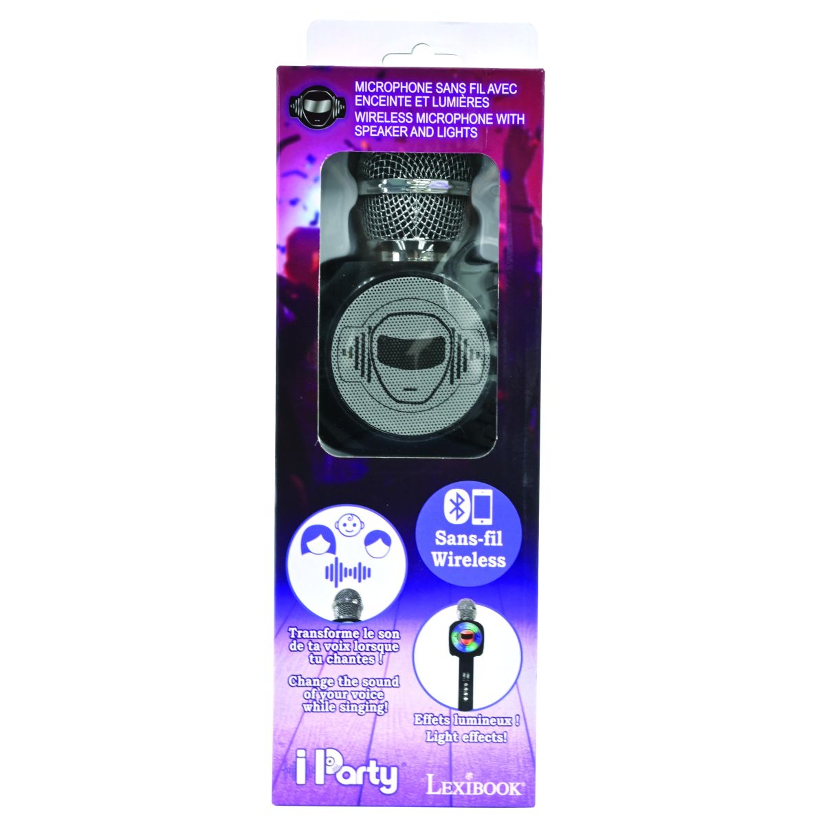Lexibook iParty bezdrátový karaoke mikrofon s vestavěným reproduktorem a světelnými efekty