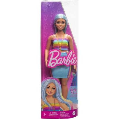 Mattel Barbie modelka tyrkysová sukně a top s duhou