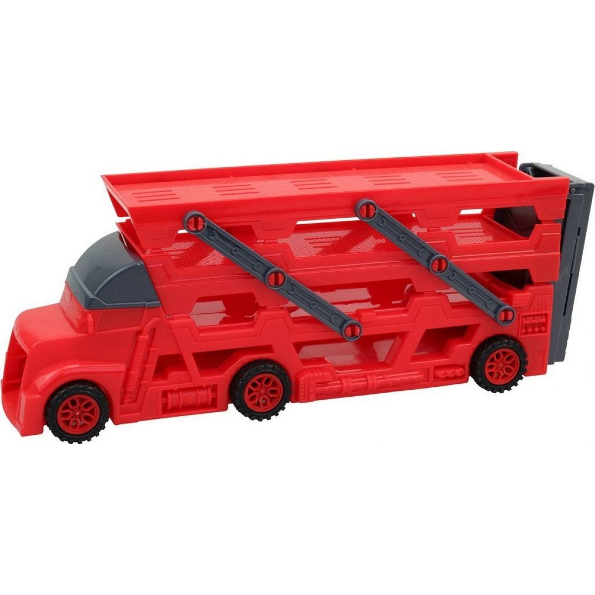 MaDe Auto nákladní na přepravu 6 aut, 45 cm - červený