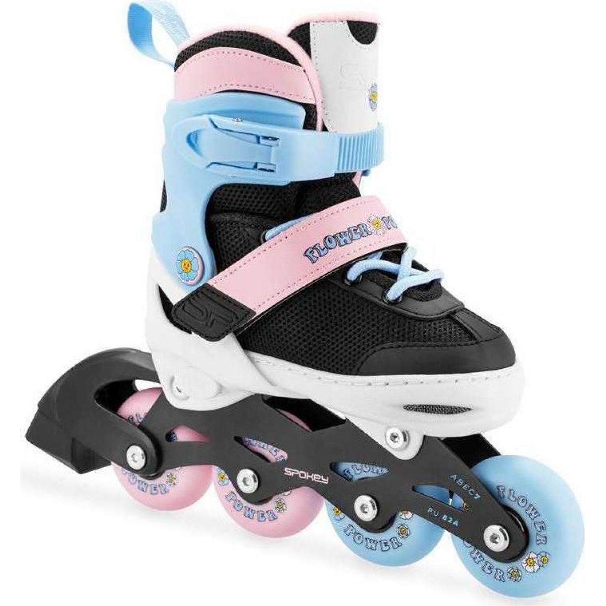 Spokey Joy Dětské kolečkové brusle, černo-růžové, ABEC7 Carbon, vel. 31 - 34