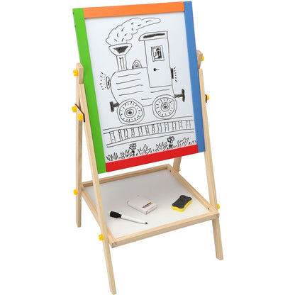 Teddies Tabule oboustranná magnetická dřevo černá-bílá 35x43cm s doplňky v krabici 44x63cm