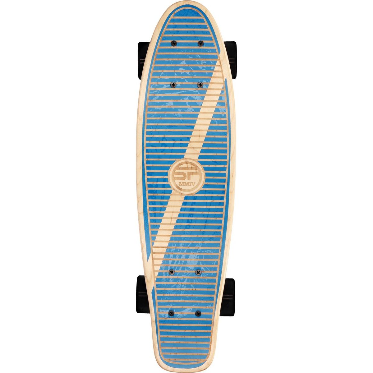 Spokey Woo-Fish Dřevěný pennyboard 56 x 15 cm, tmavě modrý