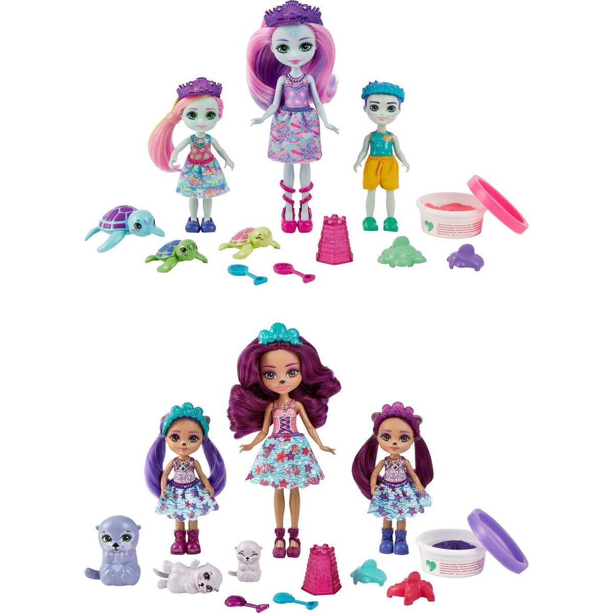 Mattel Enchantimals mořské království rodinka s doplňky asst želvy