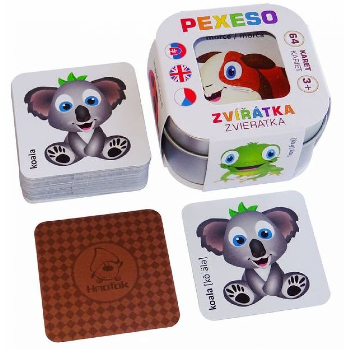 Pexeso Zvířátka 64 karet v plechové krabičce