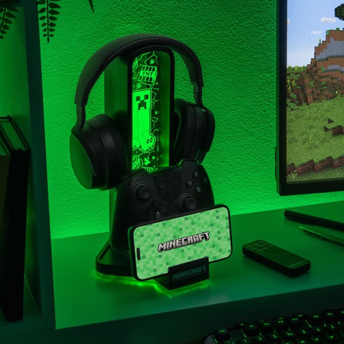 Minecraft držák sluchátek se světlem