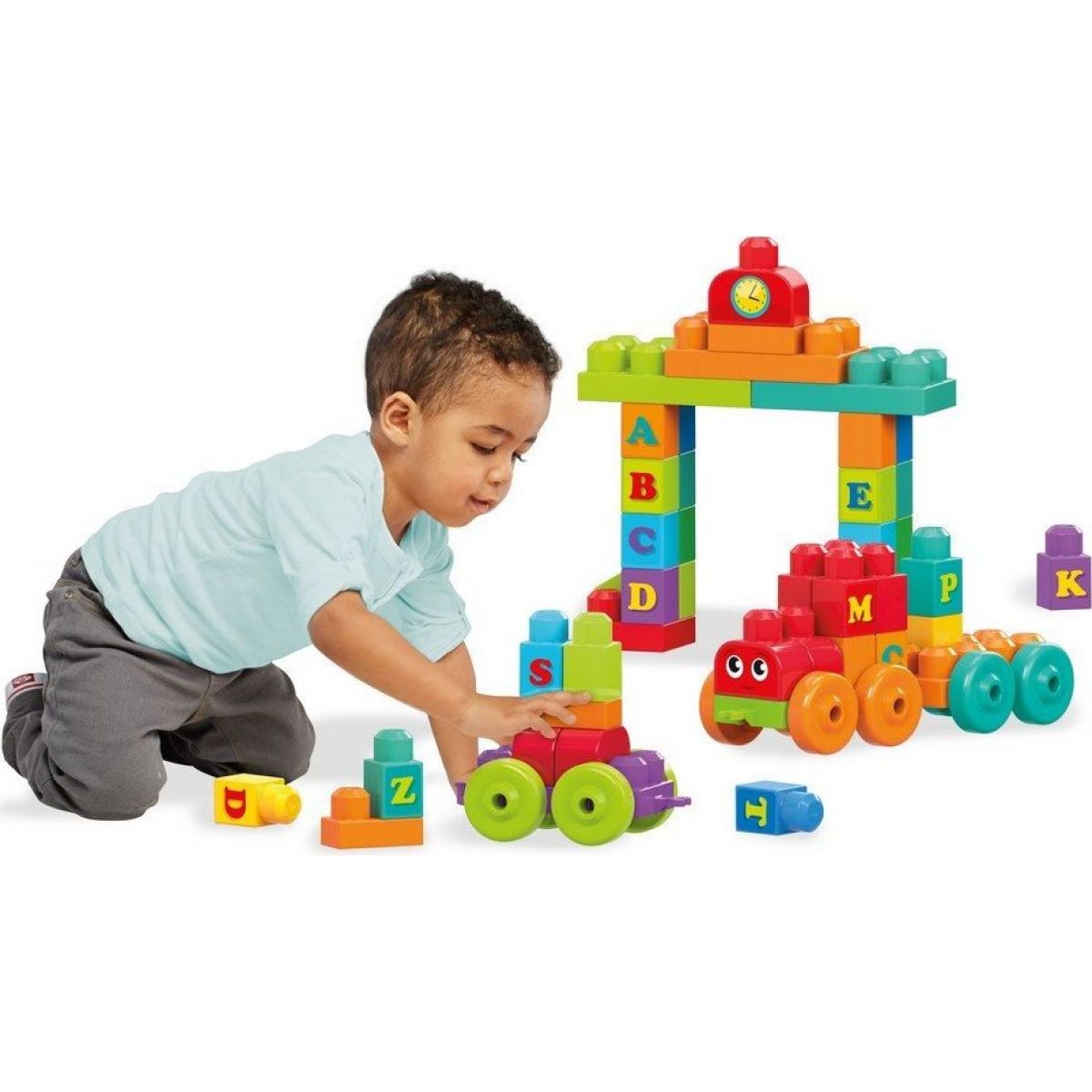 Megabloks Stavebnice Vláček s písmenky 60 dílků