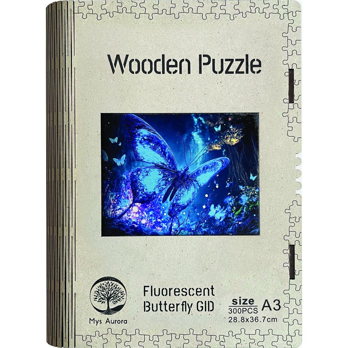 Epee Wooden puzzle Fluorescent Butterfly A3 GID - svítící ve tmě