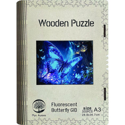 Epee Wooden puzzle Fluorescent Butterfly A3 GID - svítící ve tmě