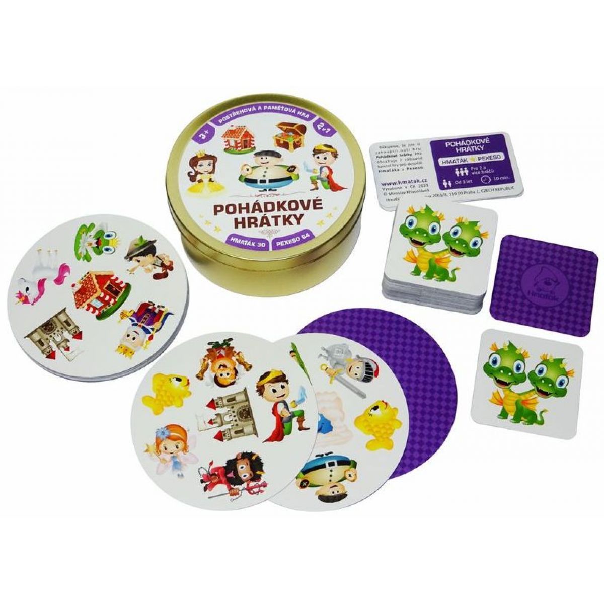 Teddies Pohádkové hrátky 2 v 1 Společenská hry v plechové krabičce