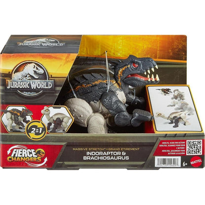 Jurassic World dinosaurus s transformací dvojité nebezpečí Indoraptor a Brachiosaurus
