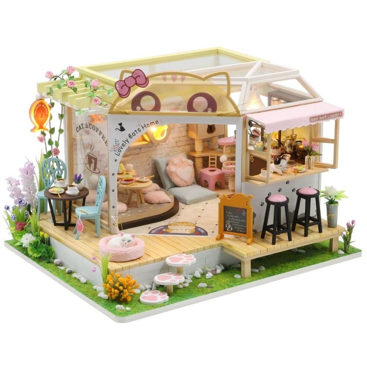 2Kids Toys miniatura domečku Kočičí kavárna se zahrádkou