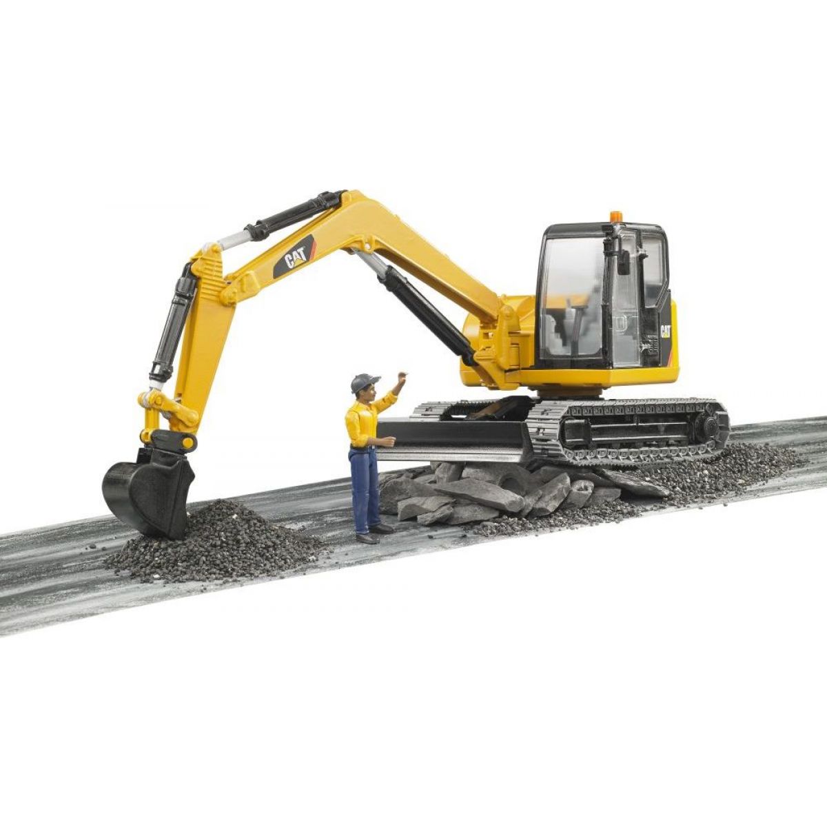 Bruder 2466 Minibagr CAT s figurkou 1:16