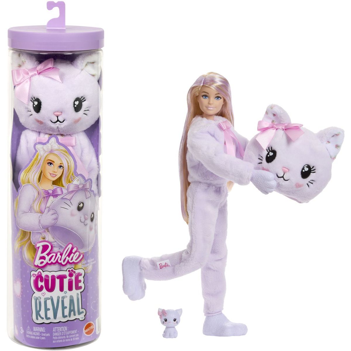 Barbie Cutie Reveal Barbie a starostliví medvídci Sladké mašle - fialové kotě