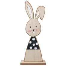 Anděl Zajíček dřevěný na postavení s kytičkami 12 x 30 cm
