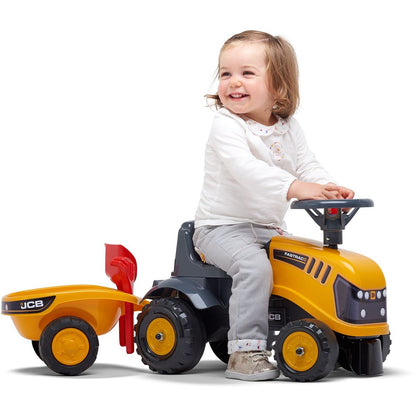 Falk Odstrkovadlo traktor JCB žluté s volantem a valníkem